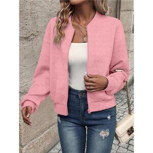 Texture Zip-Up Bomber Jacket